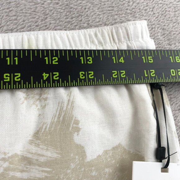 NWT DKNY Pure Womens Pants Small Linen Blend Wide Leg Beige Abstract Pull On - Picture 4 of 15